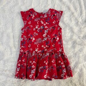 Petit Bateau Red Floral Kids Dress